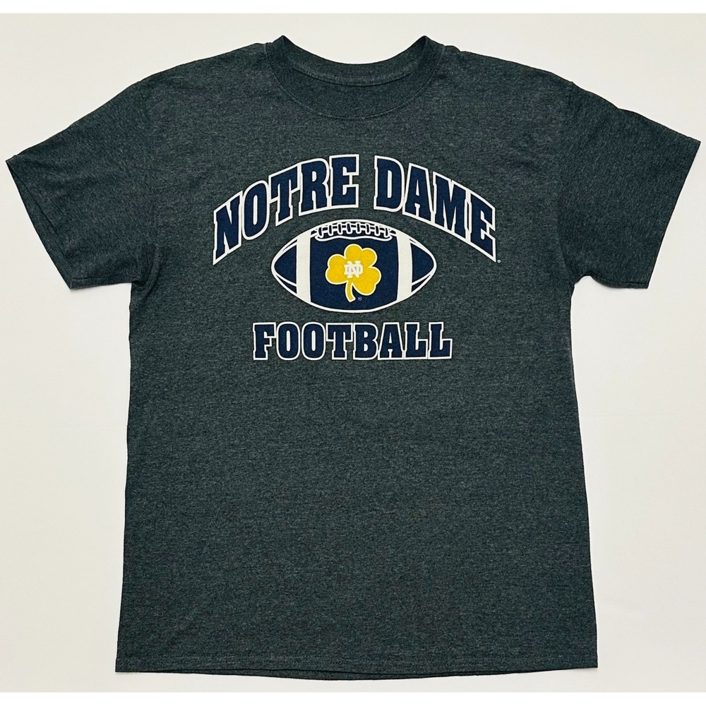 Elite Fan Notre Dame Football Graphic Print Mens Medium Gray Short Sleeve Shirt